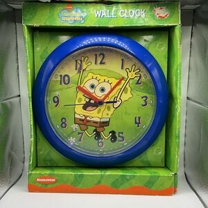 2004 Viacom Vintage SpongeBob SquarePants Wall Clock Nickelodeon Blue New in Box